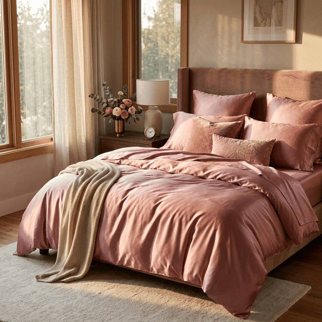 Bedroom Inspiration Pink Silk
