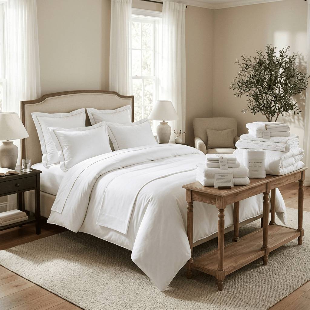 Luxury bedding product collection display