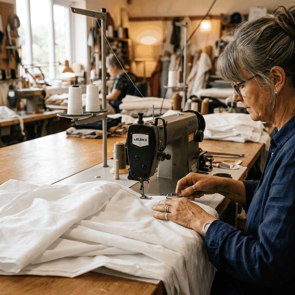 Skilled artisan stitching premium bedding